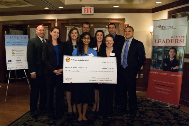 Pictured in photo: Sreeja Kalapurakkel, PSG Future Leader Award recipient, with PSG staff members Brian Sohns, Whitney Geden, Elizabeth Walker, Frank Gentile, Lauren O’Brien, Jessica Salerno Incerto, Sean Pulera and Marcel Escaler